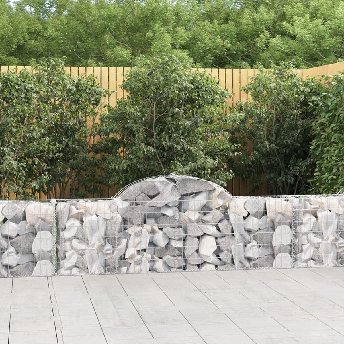 Schanskorven met hoge boog, 2 stuks, schanskorven steenkorven steenkorven schanskorven muur draadmand zuil schanskorven schanskorven schanskorven 200x30x60/80 cm verzinkt ijzer