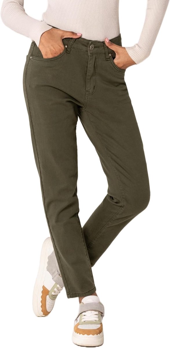 Jeans voor dames, high waist, used look, stretchjeans