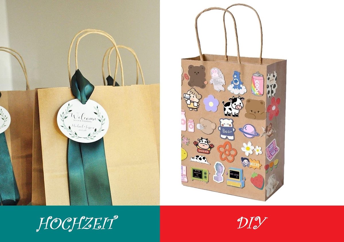 Papieren zakken 10 stuks - 24 x 20 x 8 cm - kraftpapier - ideaal als popcornzakjes of cadeauzakjes - ShopVlot
