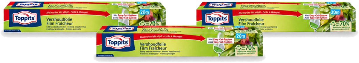 3 x Toppits – Vershoudfolie – 32,5 cm × 20 m - Voordeelverpakking - 3 stuks