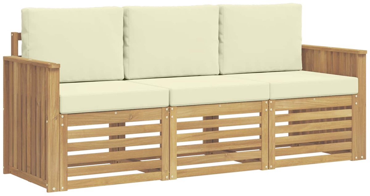 vidaXL - Sofa-Sets - 3 - st - Wit - en - crèmekleurig - Polyester