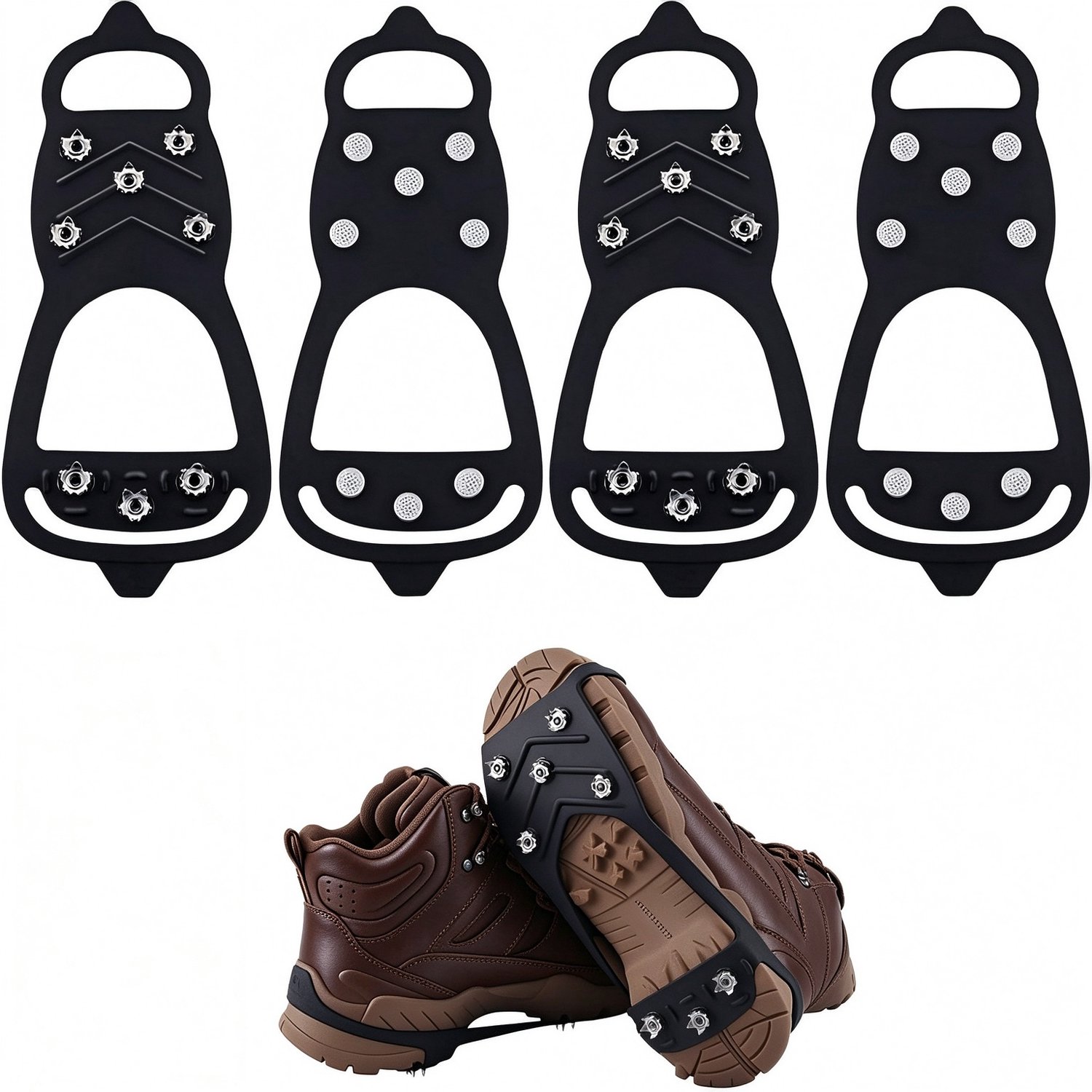 Lifhelpe silicone antislip schoenovertrekken set van 2 paar uitgerust met 8‑tands antislip tanden geschikt voor schoenmaten 40‑46 voor bergbeklimmen wandelen en buitensporten Zwart