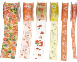 6 rollen decoratieve band met bloemenprint, slijtvast, glad