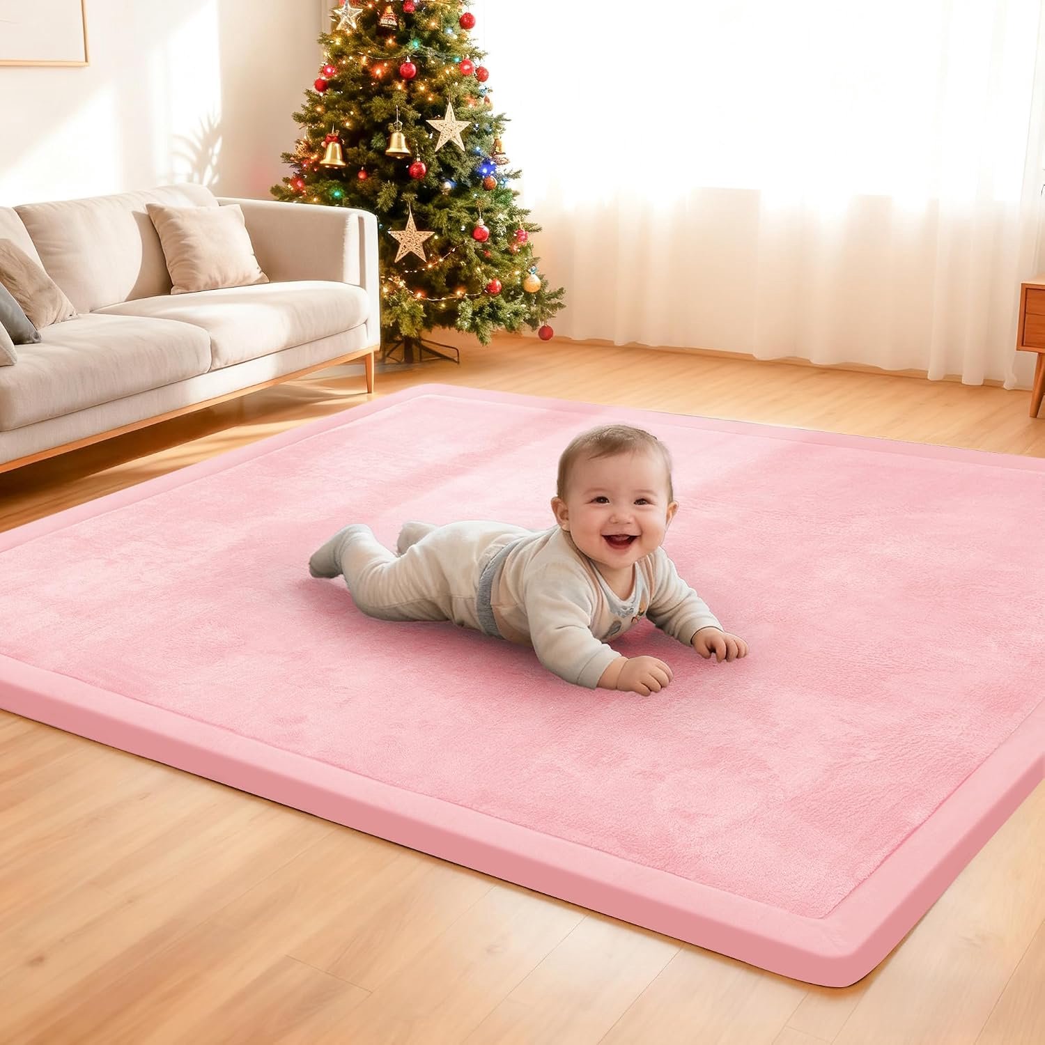 Speelmat voor baby's, 3,5 cm dik, 200 x 300 cm, roze