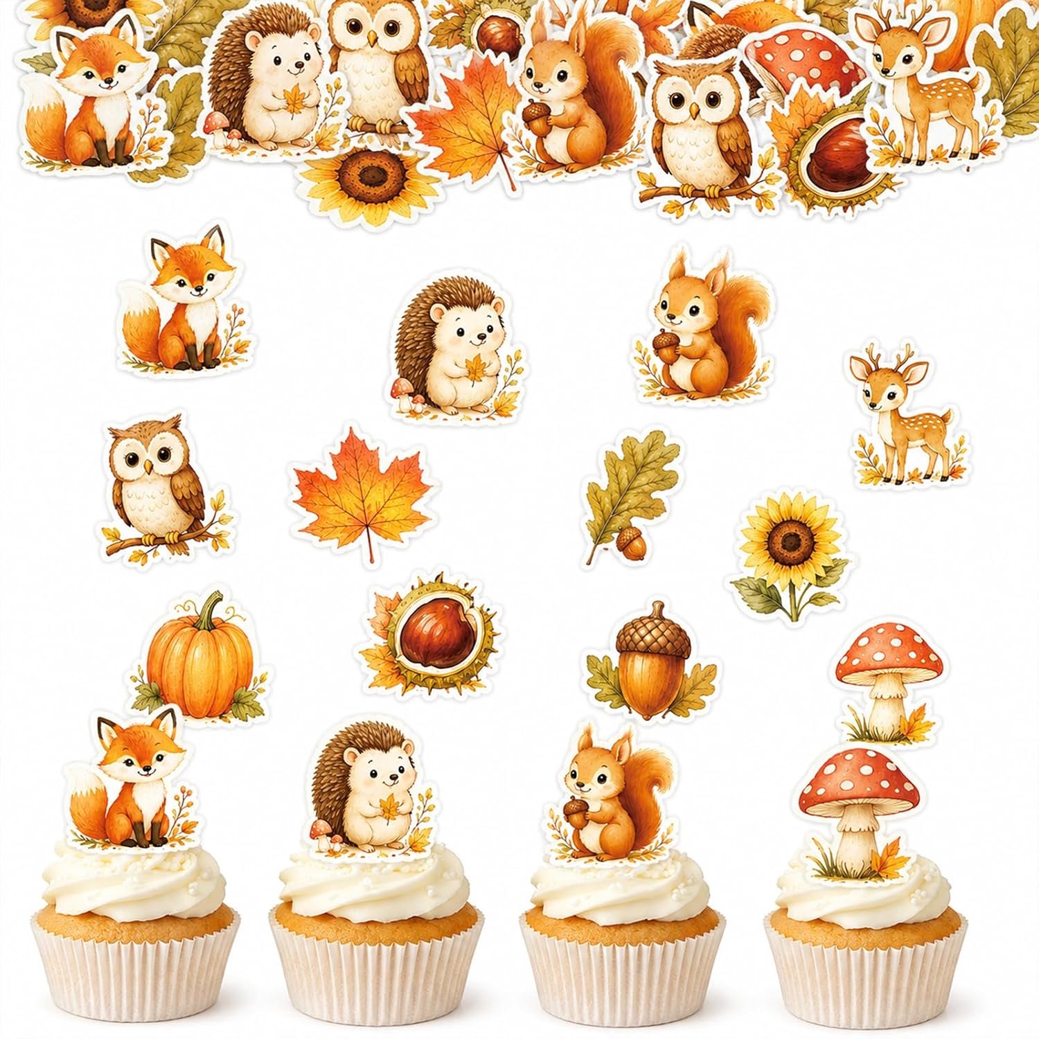 48 Stuks eetbaar papier voor taartdecoratie herfst