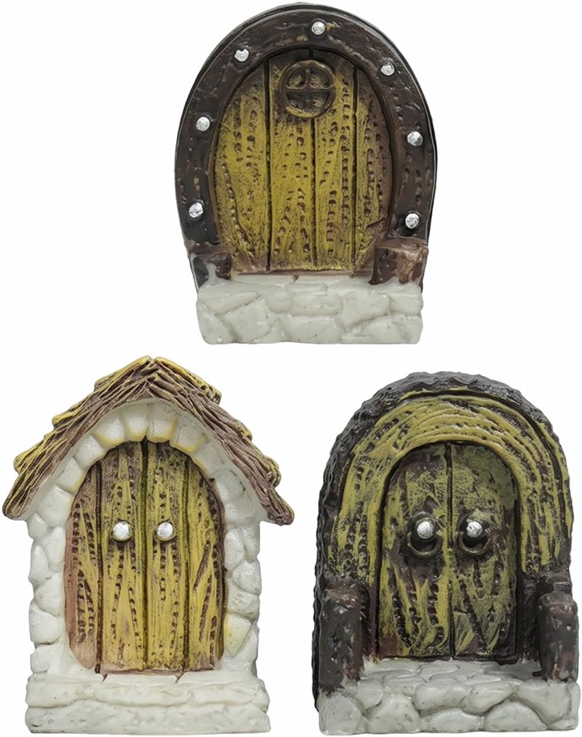 Feeëndeuren set van 3 - natuurlijk hout - miniaturen voor tuin - creatief cadeau voor kinderen - m-winkel