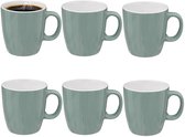 5Five Koffiekopjes Colorama - 6x stuks - Keramiek - mintgroen - 180 ml - 7 x 9 cm - voor de basic koffiemachine