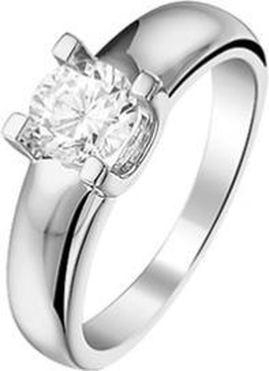 Schitterende Zilveren Ring met Swarovski ® Zirkonia Steen 21.00 mm. (maat 66) model 195