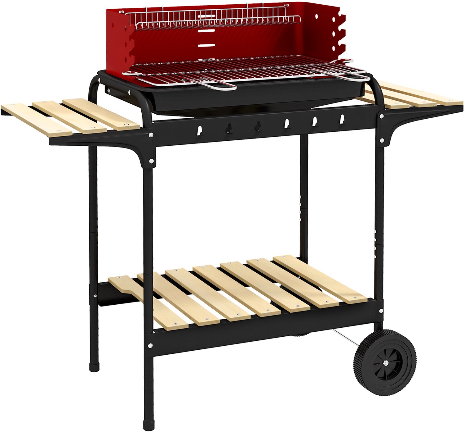 Houtskoolgrill van metaal BBQ Smoker met wielen 103x47x95 cm