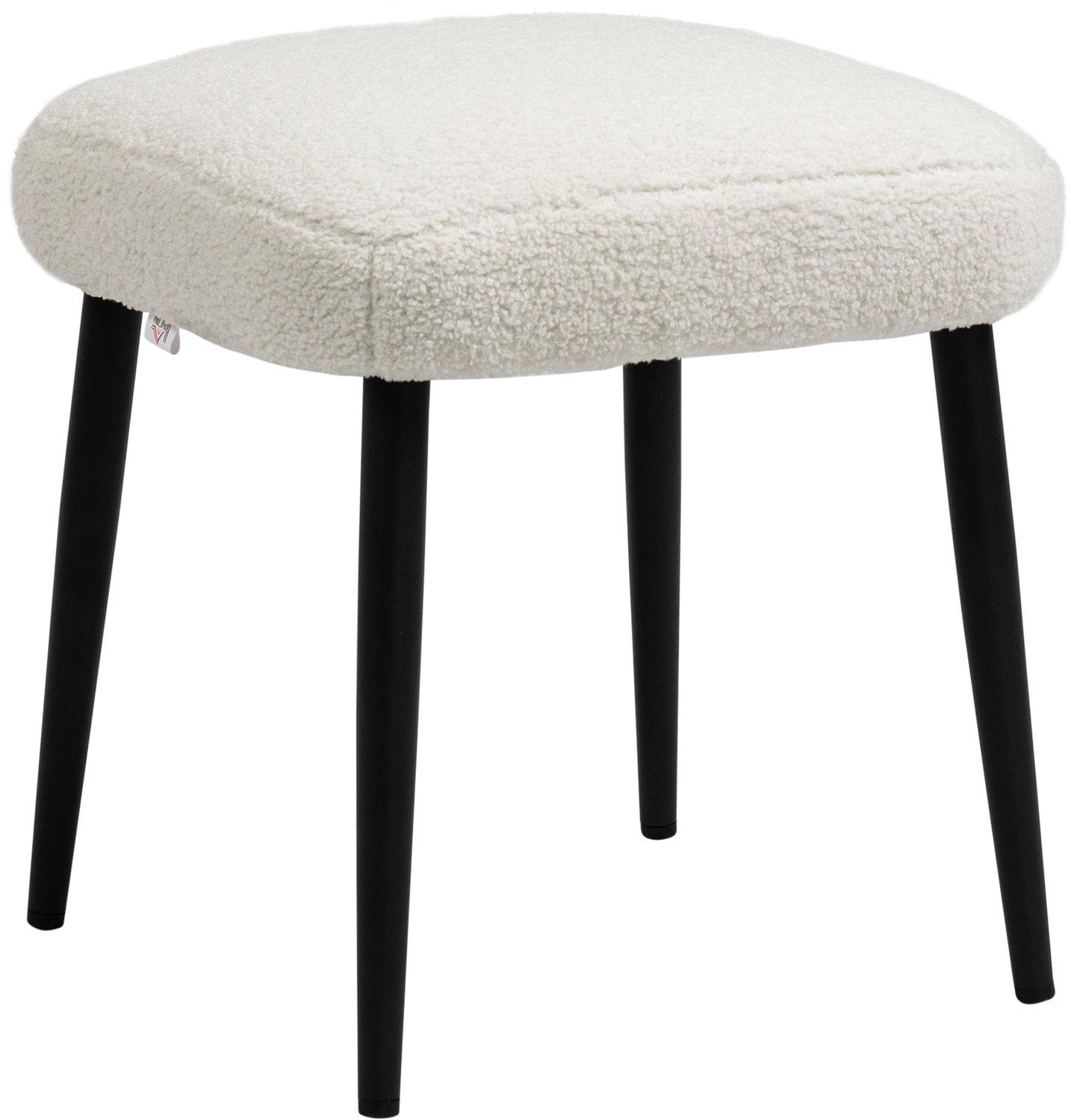Homona Voetenbank - Met zachte bekleding in kasjmierlook - Stalen poten - 42 x 42 x 44 cm - Crèmewit