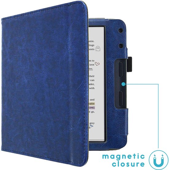 imoshion Ereader Cover / Hoesje Geschikt voor Kobo Libra Colour - imoshion Vegan Leather Bookcase - Donkerblauw van iMoshion — afbeelding 2