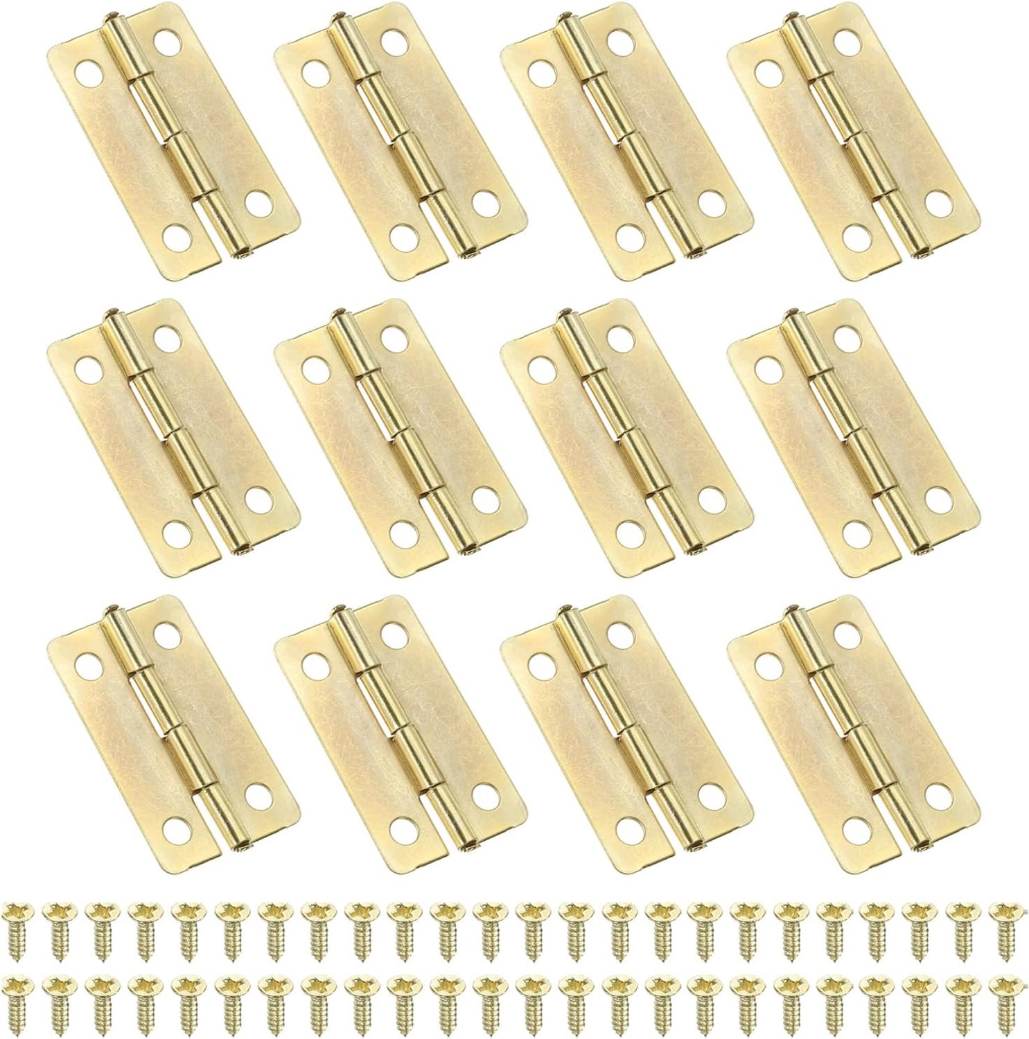Kleine kontscharnieren 30 x 17 mm - goud - 12 stuks met schroeven - ideaal voor juwelenboxen en kasten - ServiceTopper