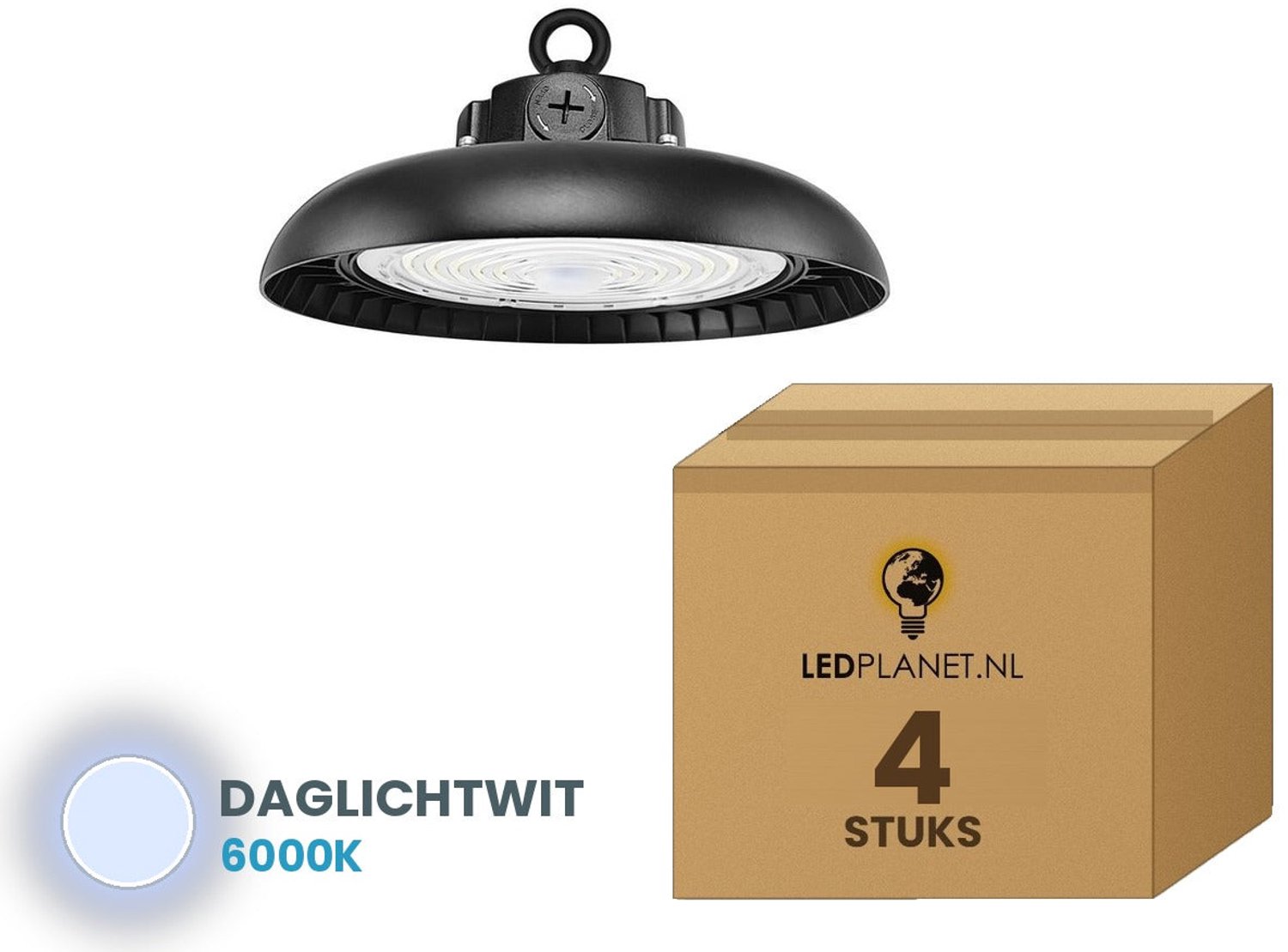 Tsong UFO Lamp - LED High Bay 150W - 4 stuks - 30.750 lm - Daglichtwit 6000K - Instelbaar 90/120/150W - 0-10V Dimbaar - IP65 - Werkplaats- & Garageverlichting - 5 jaar garantie