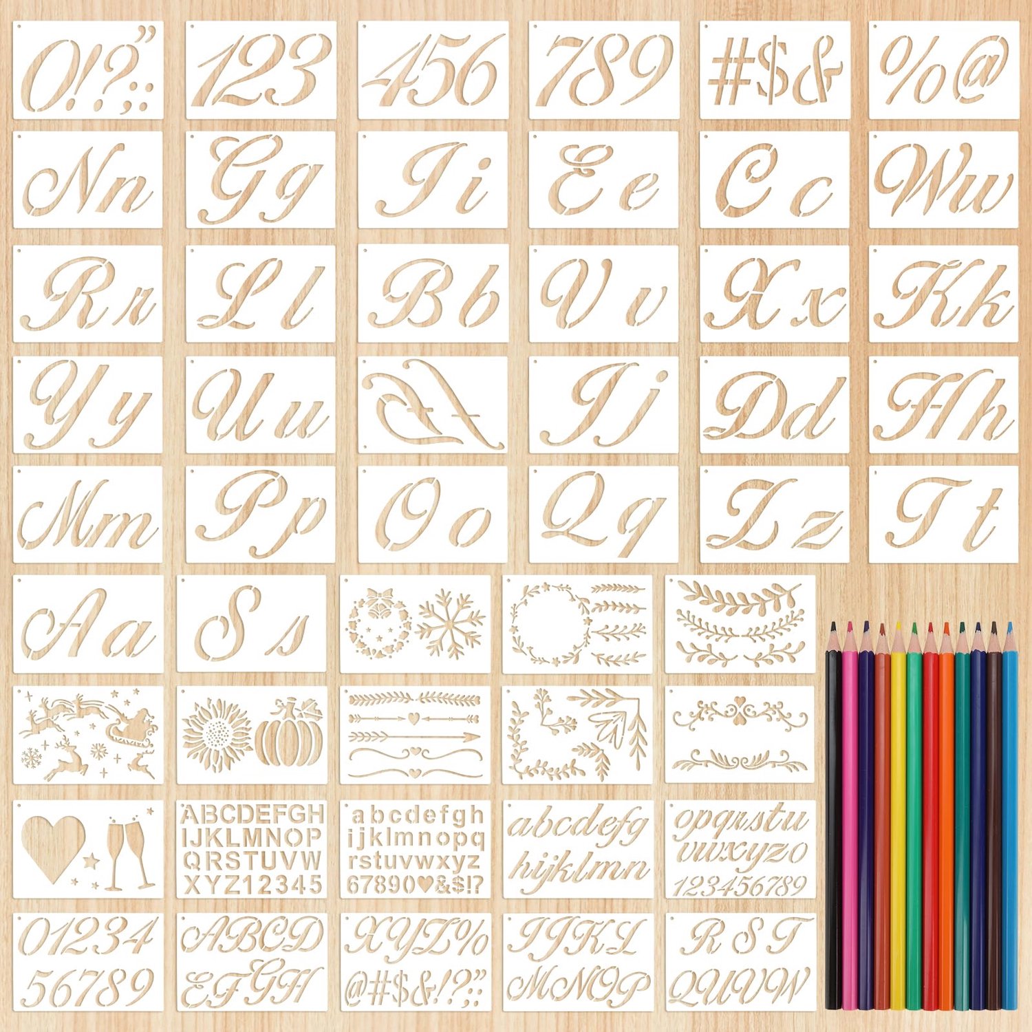 Set van 50 Herbruikbare Lettersjablonen voor Creatieve Projecten