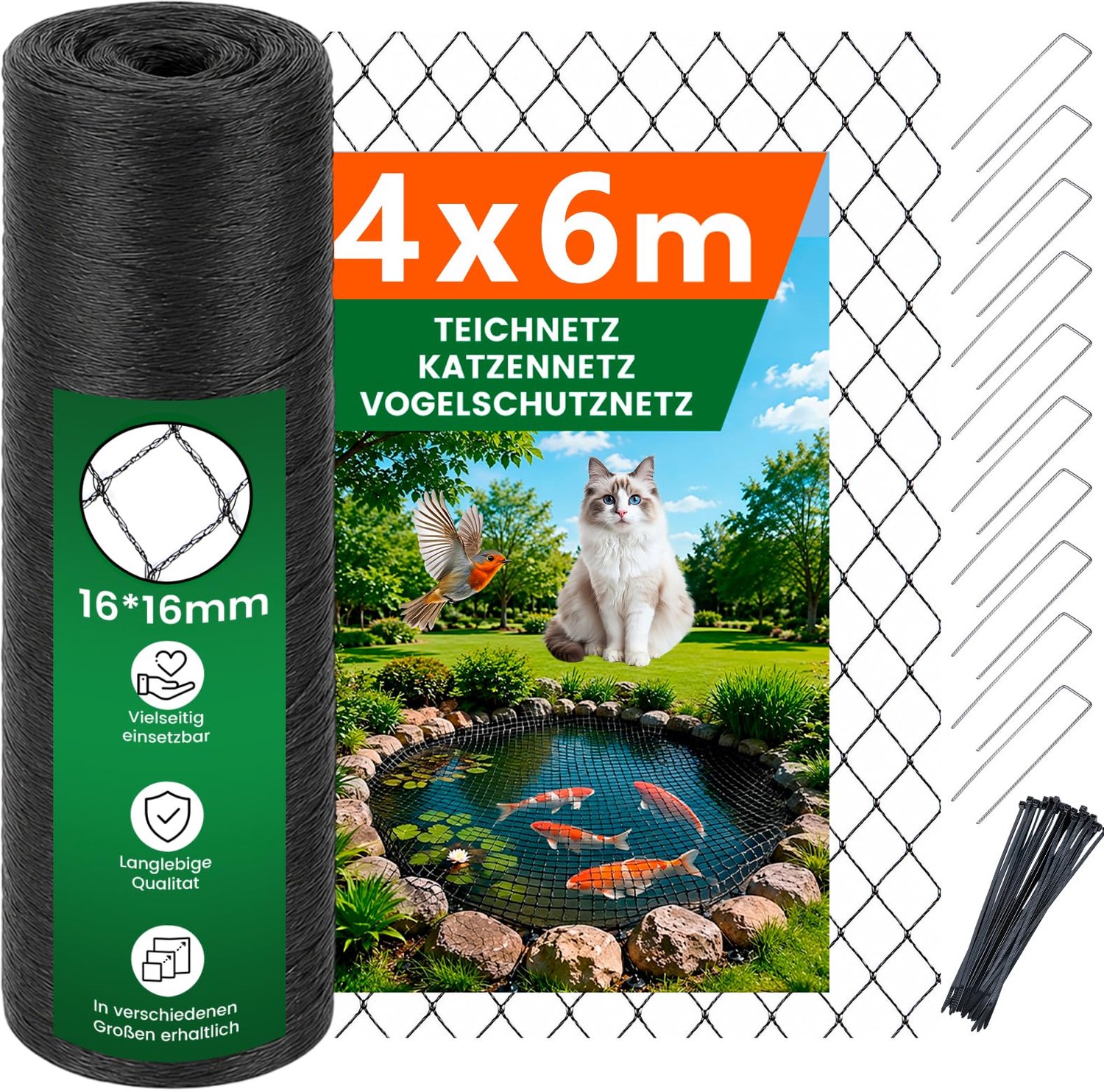 Fijnmazig Vijvernet tegen Dieren - 4 x 6 m