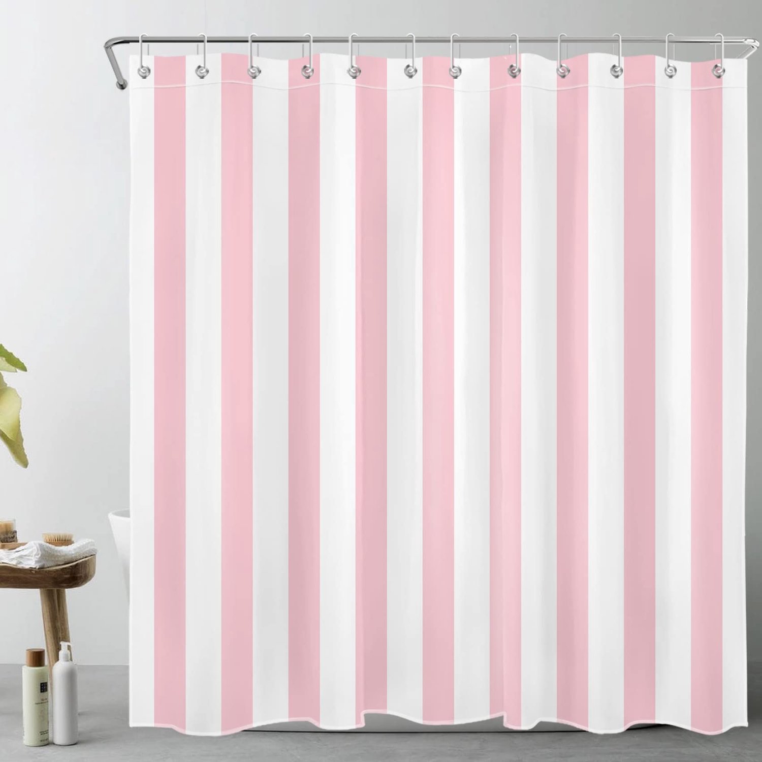 Roze en Witte Gestreepte Douchegordijn 180 x 180 cm