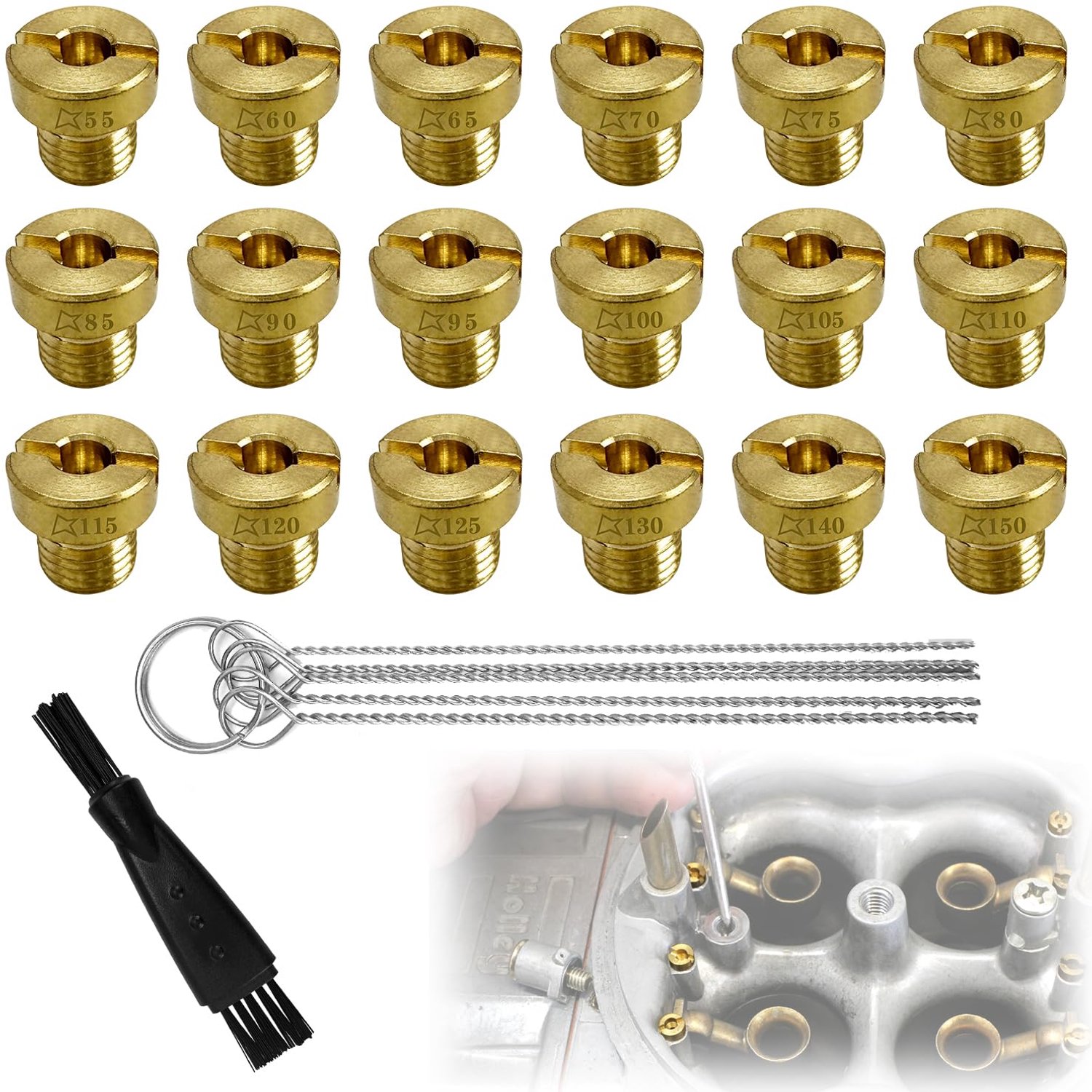 Set van 18 M6 Carburetor Nozzles voor Scooter en Motorfiets