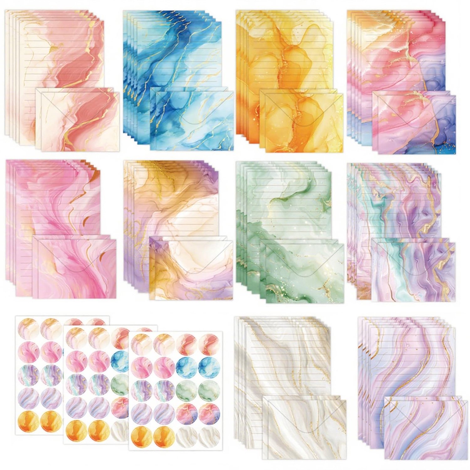 Waterverf Briefpapier en Enveloppen Set