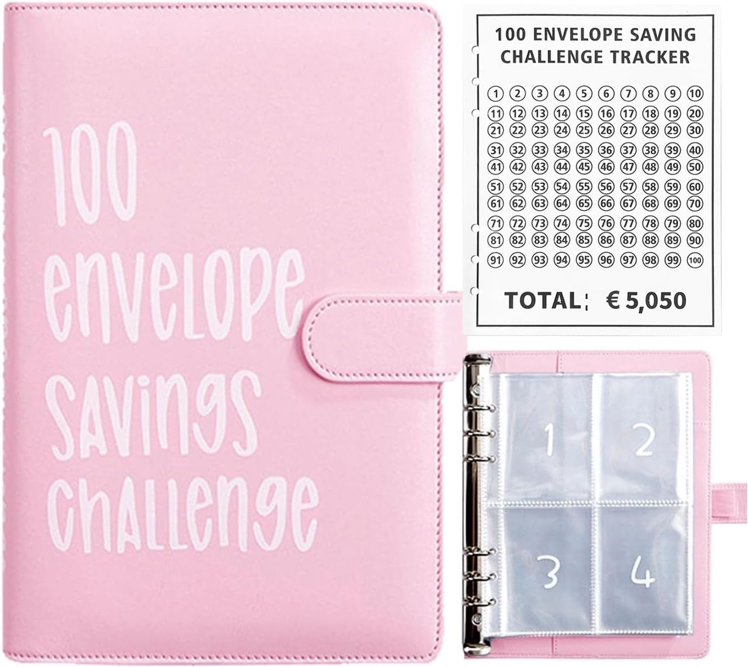 Spaarboek voor Geld met 100 Enveloppen voor Spar Challenge
