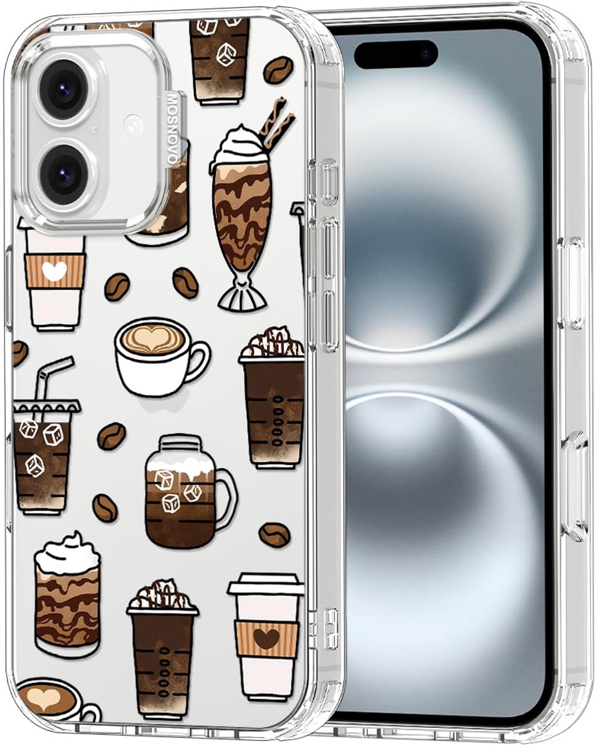 Transparante Case voor MOSNOVO Plus met Schokbescherming en Koffieprint