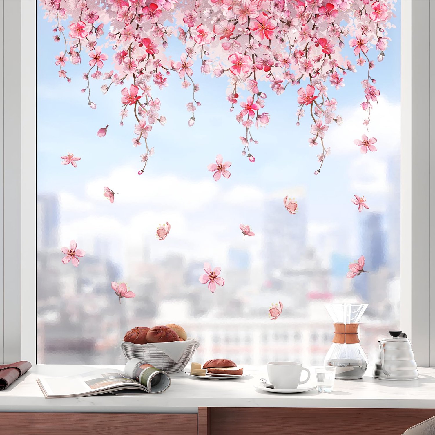 Roze Kersenbloesem Raamfolies voor Decoratie en Privacy