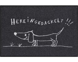 Deurmat Antraciet 50x75 cm met Teckelmotief