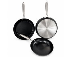 Nerthus Set van 3 Keramische Koekenpannen - Antiaanbaklaag, 24, 28 en 30 cm