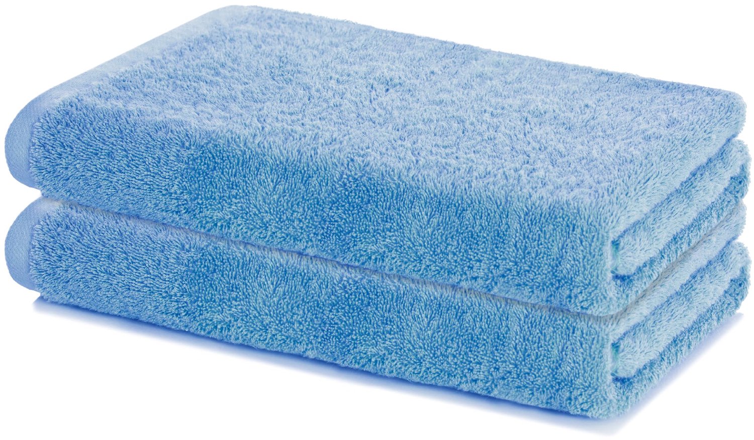 Set van 2 Douchehanddoeken 60x120 cm - 100% Katoen - Dolfijn Blauw