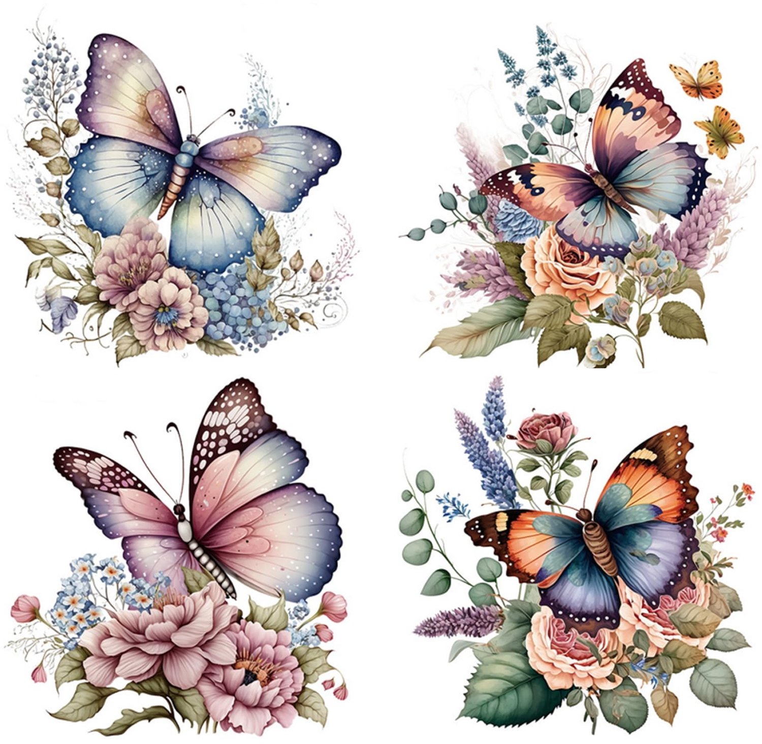 Wandtattoo Vlinders Set van 4 Stuks