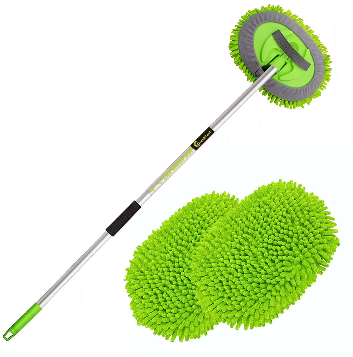 62'' Autowasborstel met Lang Handvat - 2 in 1 Chenille Microfiber Reinigingsset