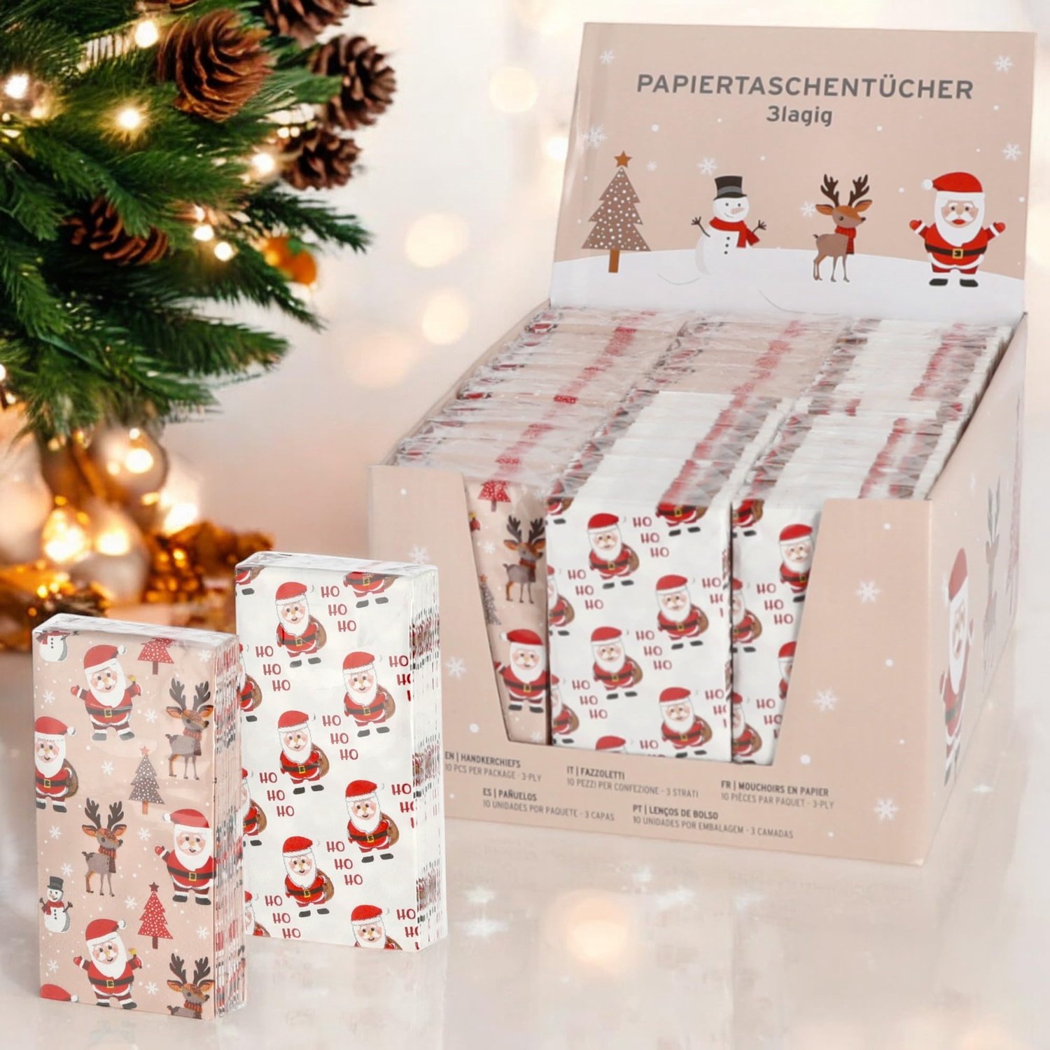 Papierzakdoeken 3-laags - 36 Verpakkingen - Wit Bedrukt - Cadeau voor Kerstmis - Knutselgeschenk - Zacht en Praktisch - Zakdoeken