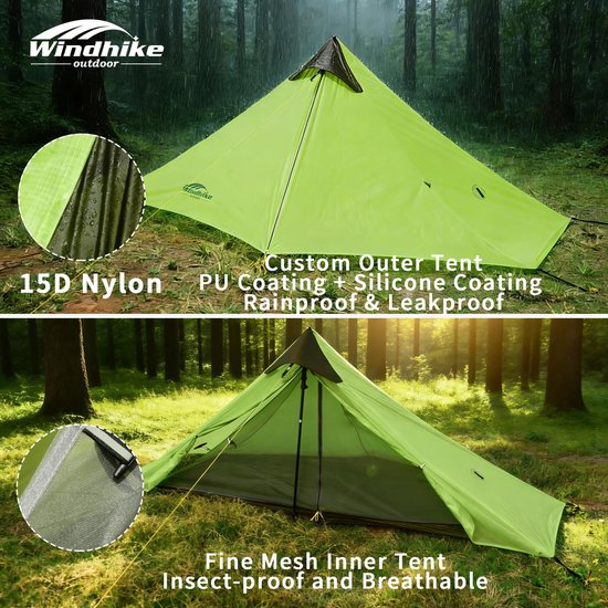 Ultralichte Trekkingtent zonder Stangen voor 1 Persoon — afbeelding 4