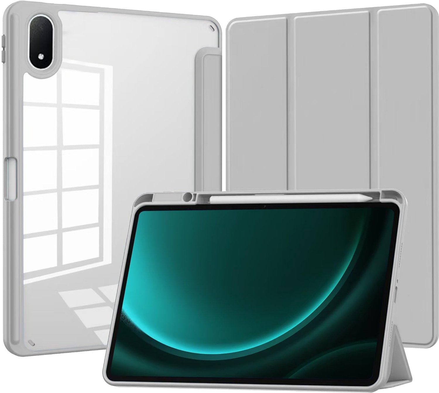 Schokbestendige Case voor Oneplus Pad 3 met Vouwstand en Magnetische Sluiting, Grijs