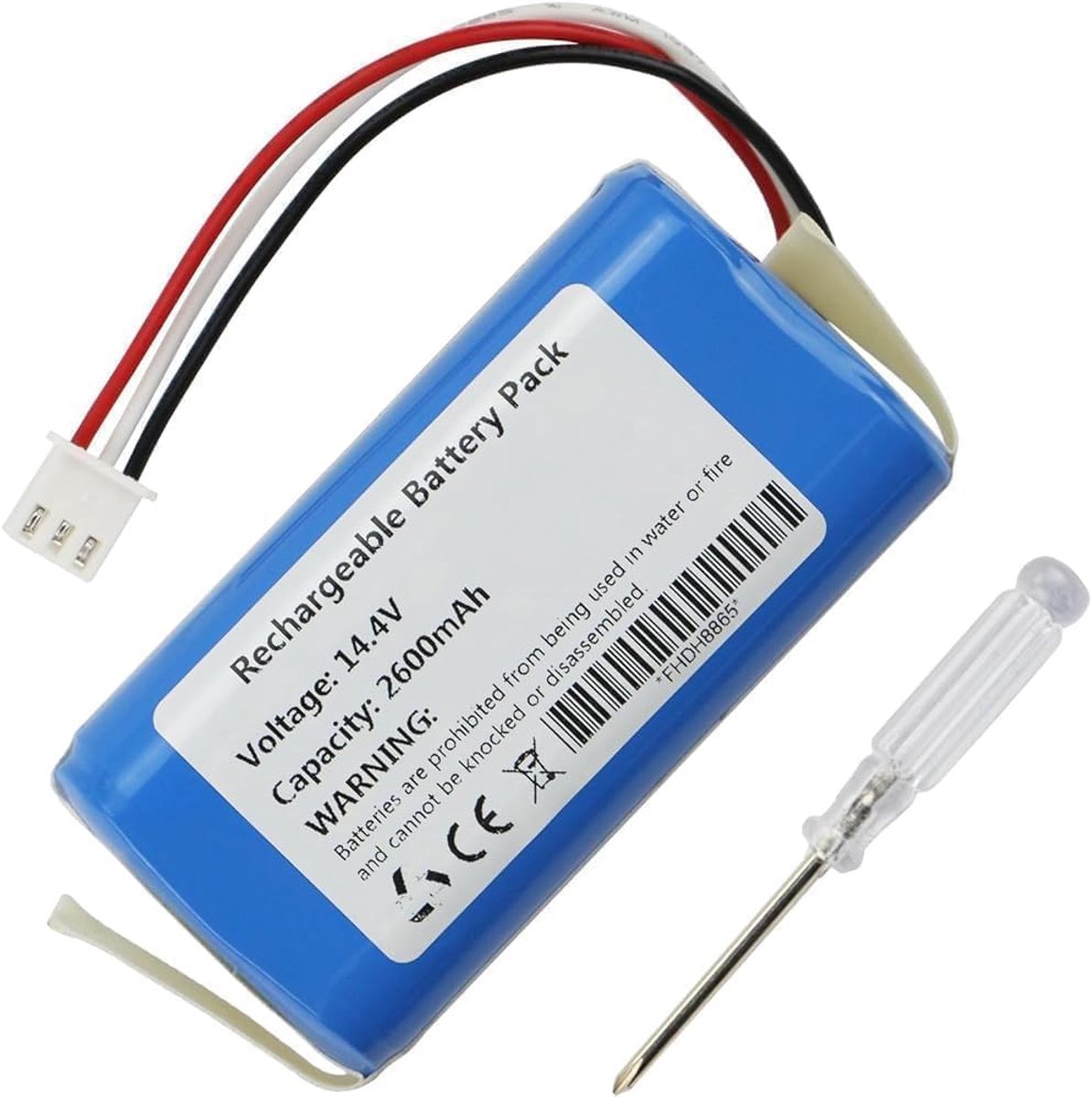 2600 mAh, groot, 2 reservebatterijen voor CECOTEC Conga 5290 Ultra Home Robotstofzuiger, PN: CECOTEC 93592; INR-32E-4S1P stofzuiger 14,4 V