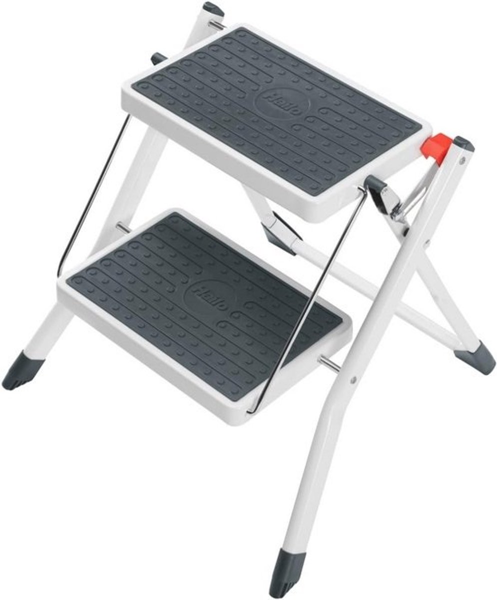 Mini stalen trapladder - Antislip - tot 150 kg, met klapbeveiliging en draaggreep