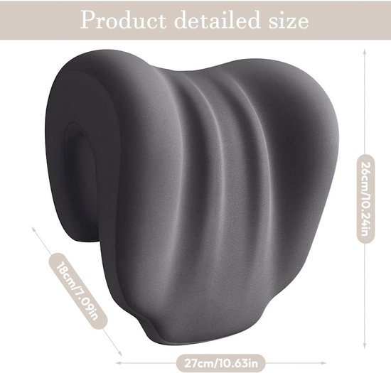 Ergonomische Neksteun voor Kantoorstoelen, Comfortabel Nekkussen voor Volwassenen en Studenten, Donkergrijs — afbeelding 3