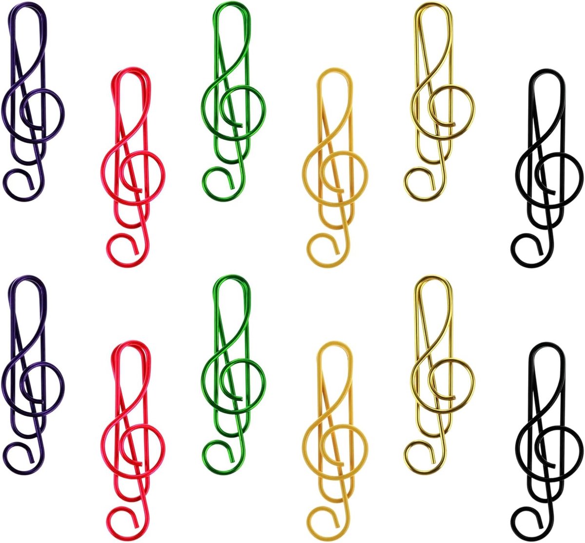 SnelShoppen - Paper Clips - 100 Stuks Schattige Muzieknoot Paperclips in 6 Kleuren - Sterke Metalen Bookmark Clips voor School, Kantoor, Feestuitnodig