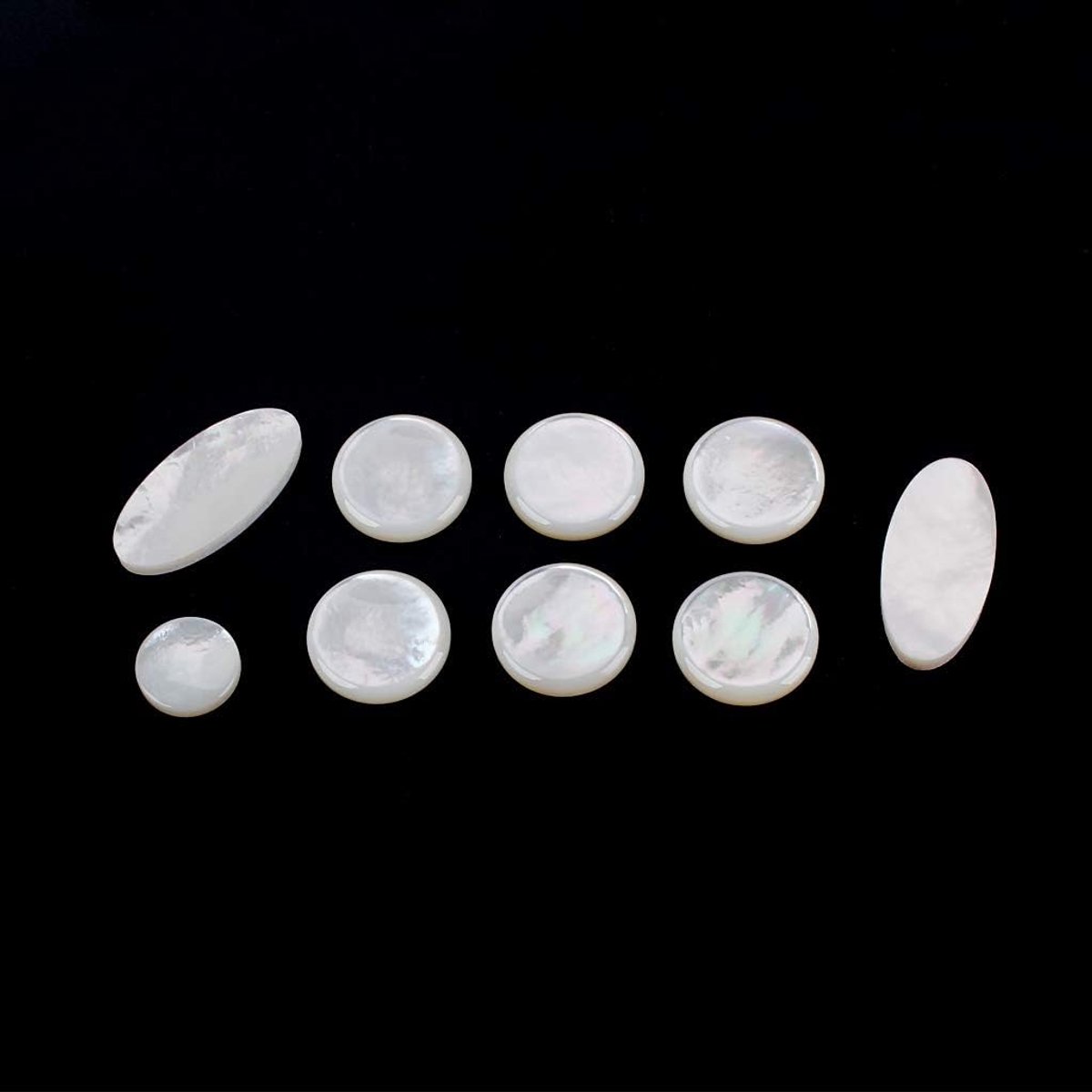 Dailygoods- Saxofoon Inlays 9 Stuks - Toetsenknoppen - Witte Schelp - Alt/Sopraan/Tenor - Duurzaam - Praktische Decoratie - Saxofoonknoppen