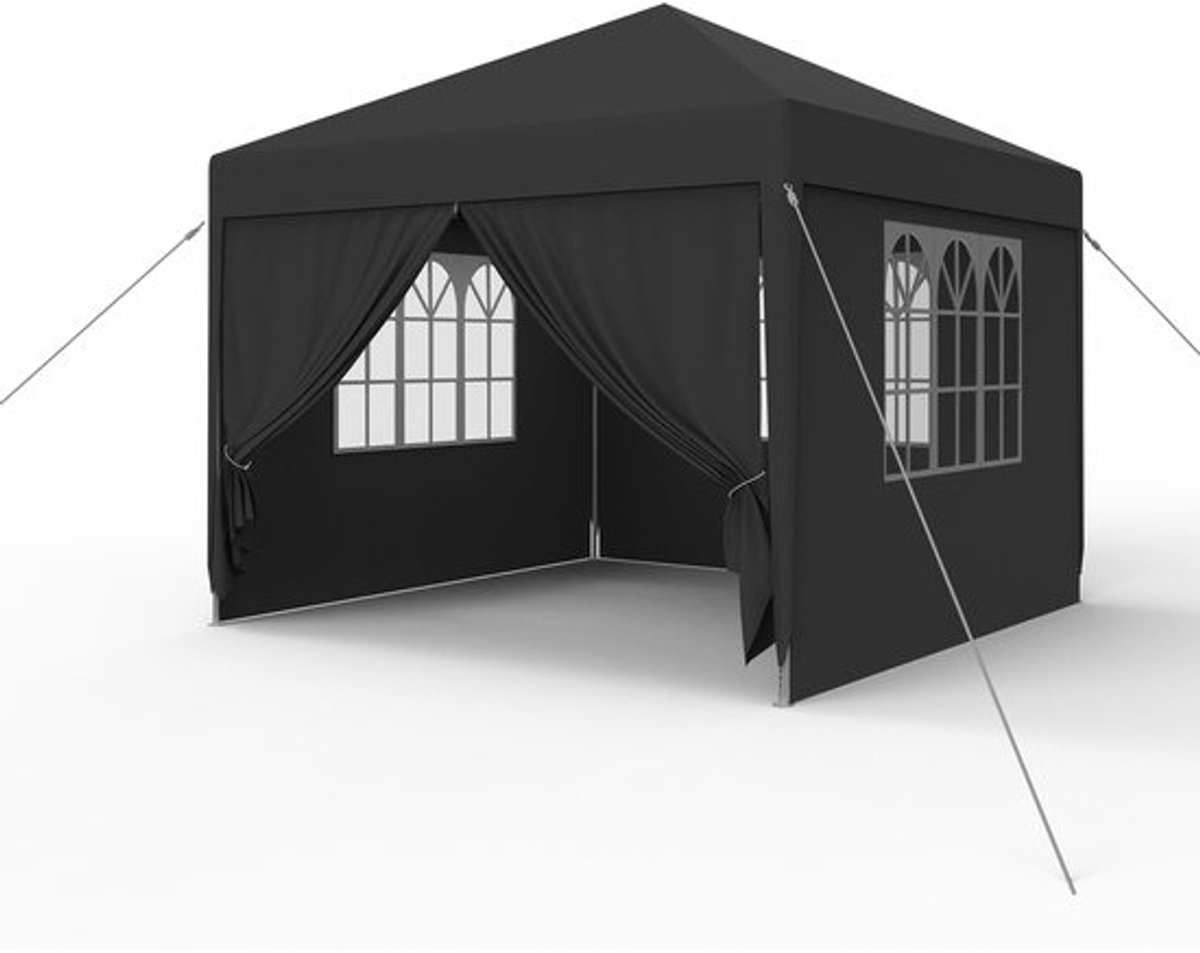 Partytent en tuinpaviljoen – 3x3 m – Paviljoen – Gazonoverkapping en feesttent – Met zijwanden – Anthraciet