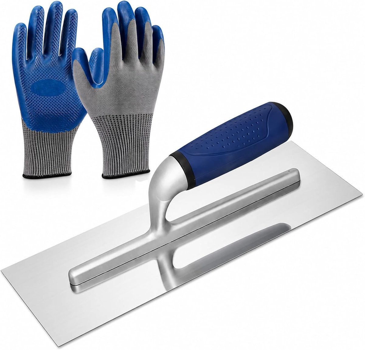 Gladtroffel roestvrij staal 120 x 300 mm, roestvrije vlaktroffel met rubberen handgreep, professionele troffel voor - ShopVlot
