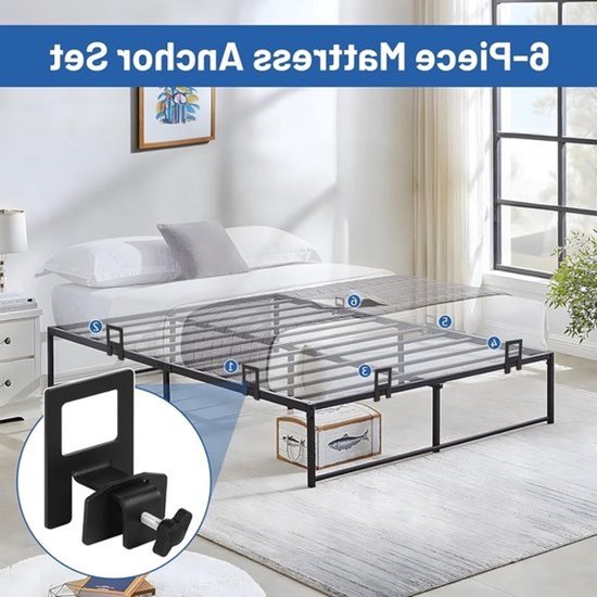 Set van 6 antislip matrassteunen voor bedframe - verstelbare matrasbeugels — afbeelding 2