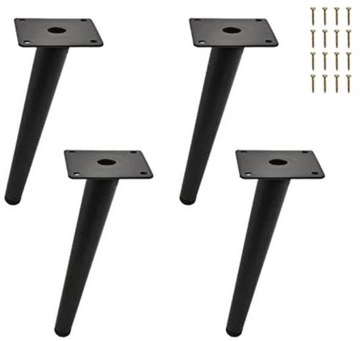 Schuine tafelpoten - 4 stuks - 20 cm - zwarte metalen meubelpoten voor tafel en meubels