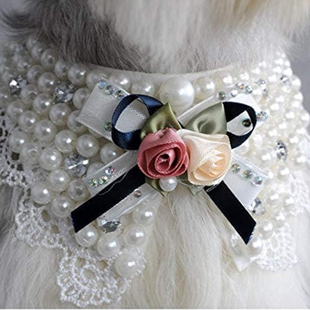 Parelketting, teddy verstelbare vlinderdas met parels, hondenhalsband, bruiloft, huisdieren, hoofddeksels voor huisdieren, katten, honden, puppy's, kittens