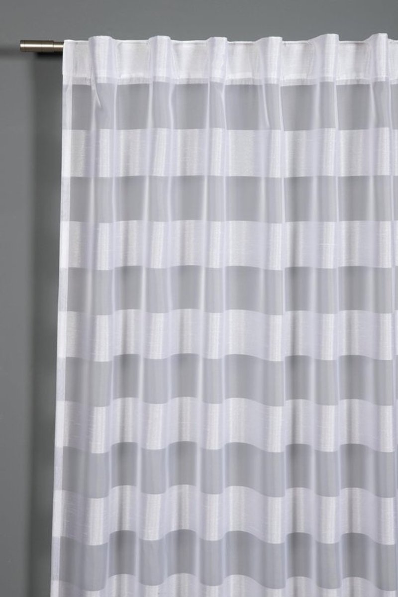 Kant-en-klaar gordijn - decoratieve raambekleding - inkijkbescherming - verborgen lussen - 140 x 245 cm - wit met strepen