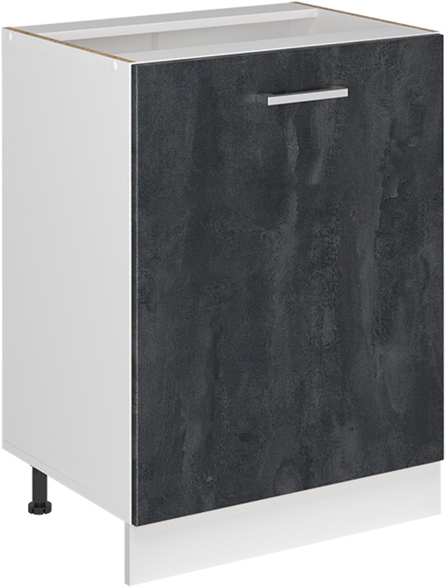 Vicco Keukenonderkast R-Line, Zwart beton/Wit, 60 cm met 1 deur zonder werkblad