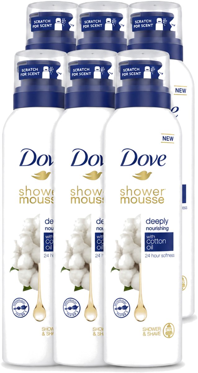 6 x Dove – Douchefoam – Deeply Nourishing Cotton Oil – 200 ml - Voordeelverpakking - 6 stuks