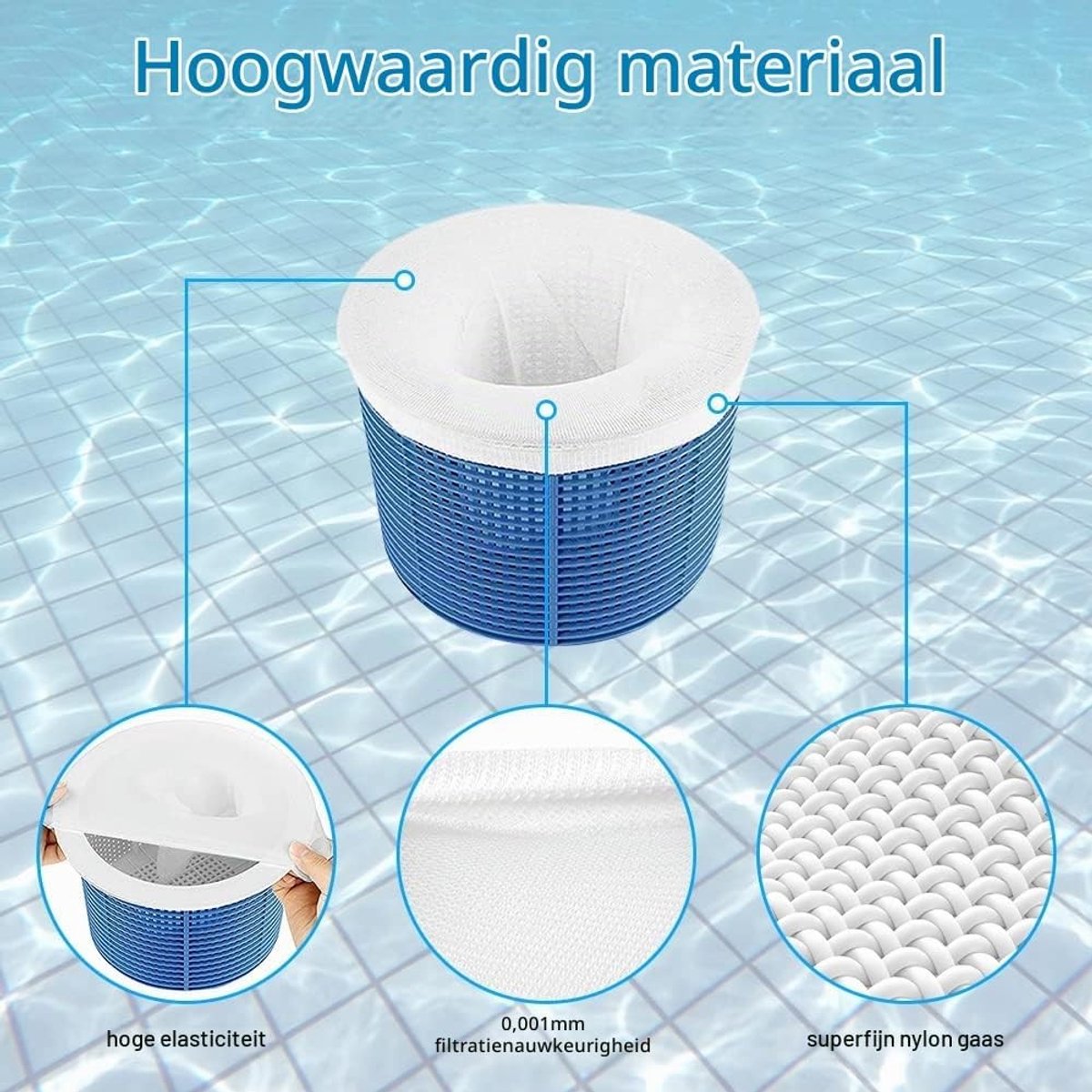 20 Stuks Herbruikbare Skimmer Sokken voor Zwembaden - Nylon Filters voor Het Verwijderen van Bladeren en Afval uit de Skimmer Basket