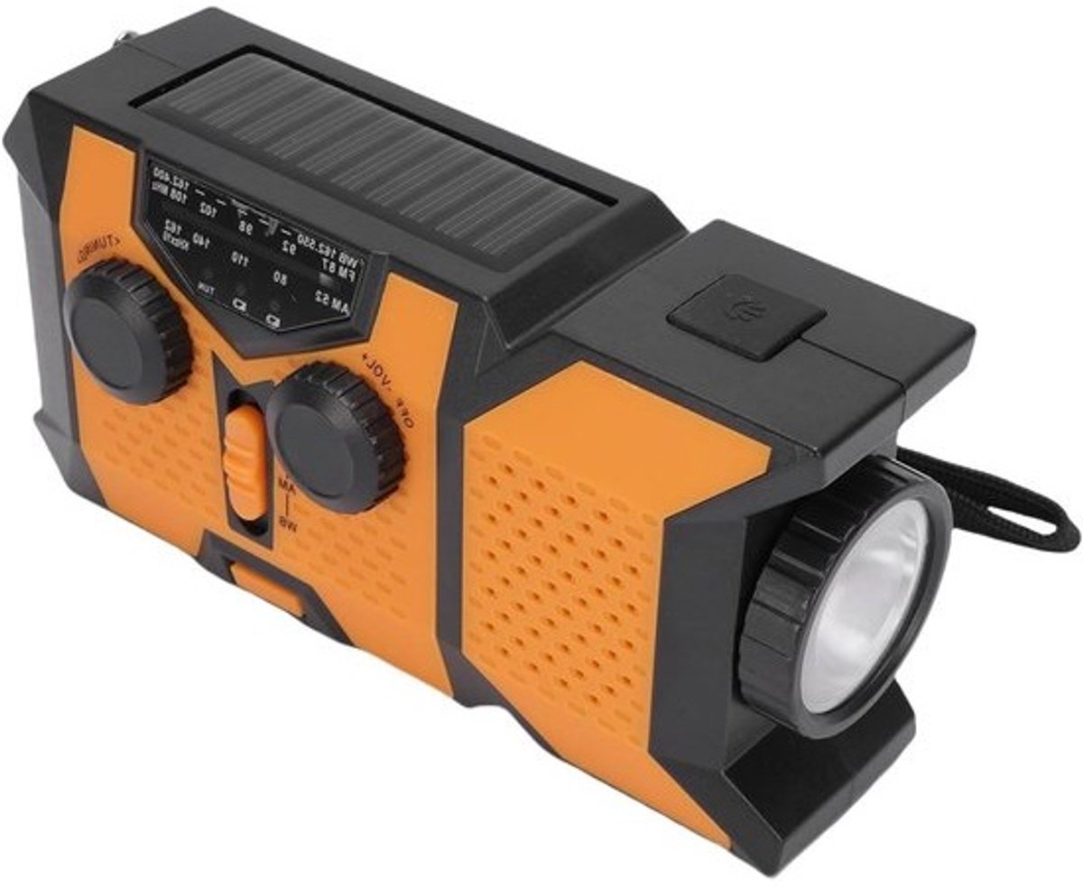 Noodradio - Draagbare radio met weerstation - Voor noodsituaties en buitenactiviteiten - Meerdere oplaadmethoden - 15 x 8 x 6 cm - Zwart