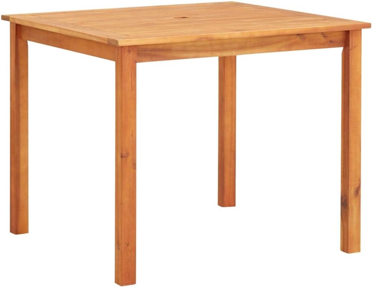 Tuintafel, eettafel, houten tafel met een paraplugat van massief acaciahout, tuintafel, tuinmeubelen, eettafel, balkontafel, eenvoudige montage