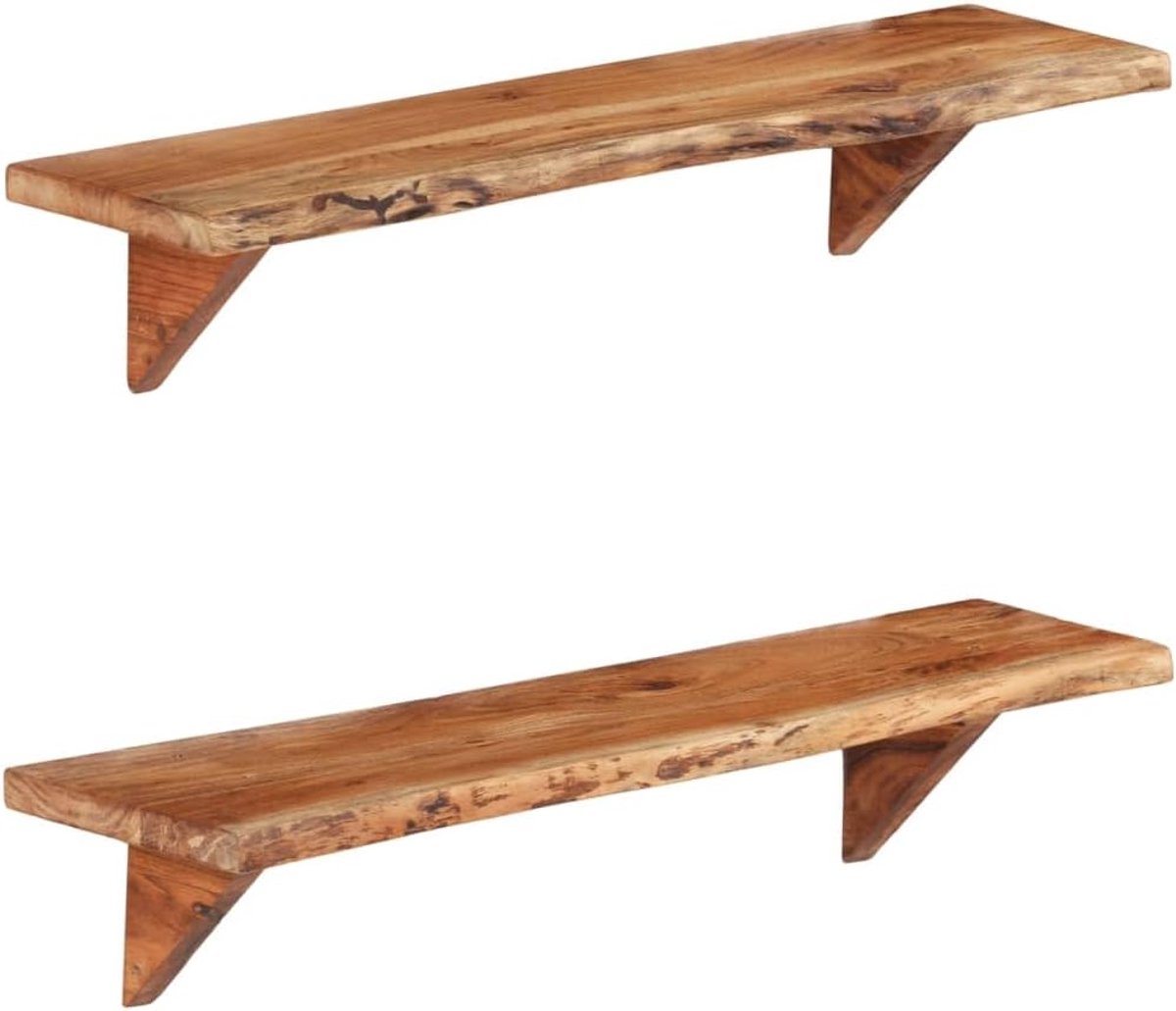Hoek Decoratieve Planken Multifunctionele Wandplanken 2 Stuks 90 x 20 x 16 cm Massief Acaciahout Geschikt voor Woonkamer, Slaapkamer, Kantoor